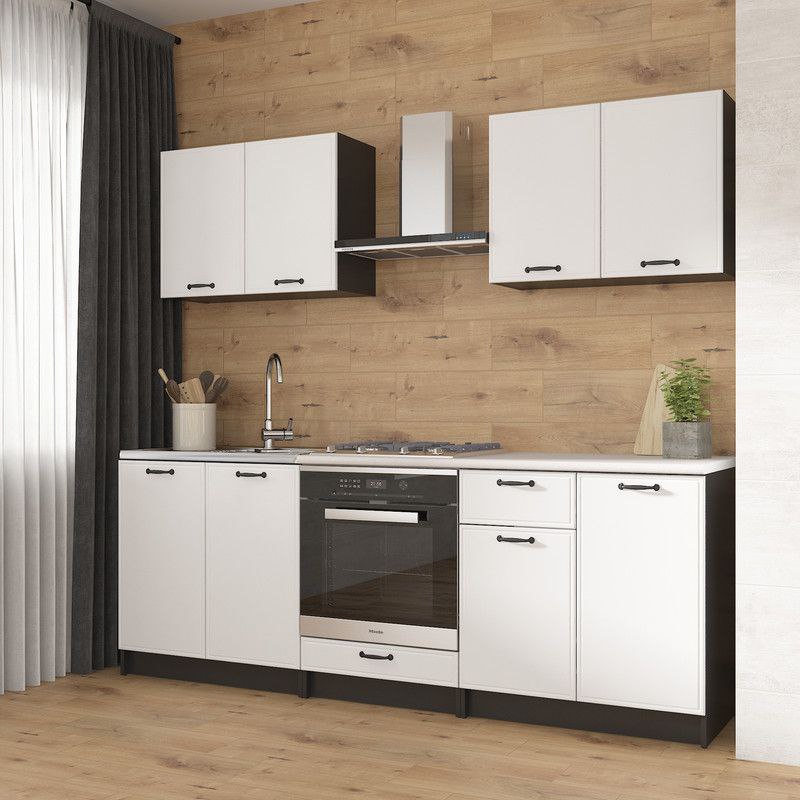 Кухня К-65 2.2м Черный+Белый