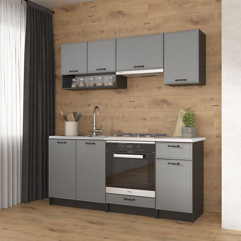 Кухня К-63 1.8м Черный+Асфальт