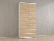 Шкаф с полками без ручек Б-1 дуб крафт +белый