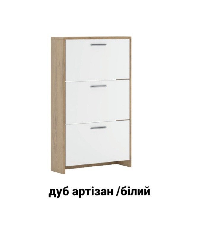 Тумба для обуви Рене 3Д дуб артизан+белый